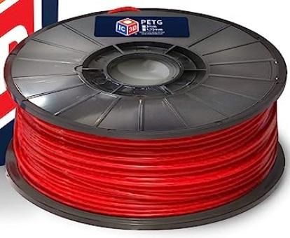 IC3D Red 1.75mm PETG 3D Printer Filament - 1kg Spool - Dimensional Accuracy +/- 0.05mm - Professional Grade 3D Printing Filament - Made in USA