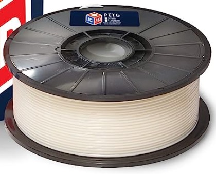 IC3D White 1.75mm PETG 3D Printer Filament - 1kg Spool - Dimensional Accuracy +/- 0.05mm - Professional Grade 3D Printing Filament - Made in USA